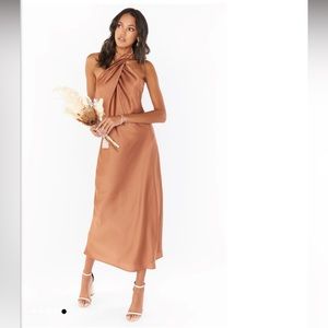 Show Me Your Mumu Bridesmaid Dress in Copper Luxe Satin
